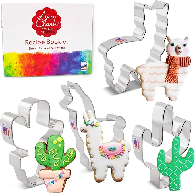 Ann Clark Llama and Cactus Cookie Cutters 4-Pc Set Made in USA