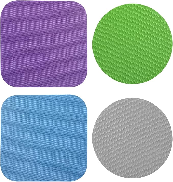 LUTER 4pcs Jar Opener Gripper Pad for Seniors with Weak Hands, Rubber | Multi-function Silicone Bottle Opener Lid Cap Rubber Gripper Pads Kitchen Coasters Gadgets, Blue, Green, Gray, Purple