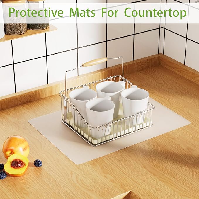 Clear Silicone Mat: 2-Pcs Heat Resistant Large Silicone Counter Mat | 13" x 18" (1mm) Translucent Silicone Baking Mat for Countertop Protector - Thin Grip Non-Slip Non-Stick Silicone Sheets