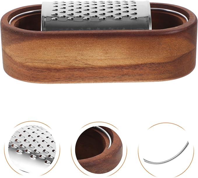 Luxshiny Stainless Steel Cheese Grater with Wooden Box - Multifunctional Vegetable Shredding Tool for Effortless Grating and Slicing in Kitchen