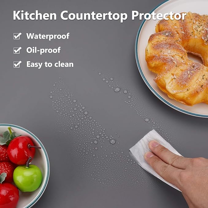 Extra Large Silicone Mats for Countertop, 28" by 20" Multipurpose Mat, Counter Table Protector, Desk Saver Pad, Placemat Nonstick Nonskid Heat-Resistant Pad, Dark Gray