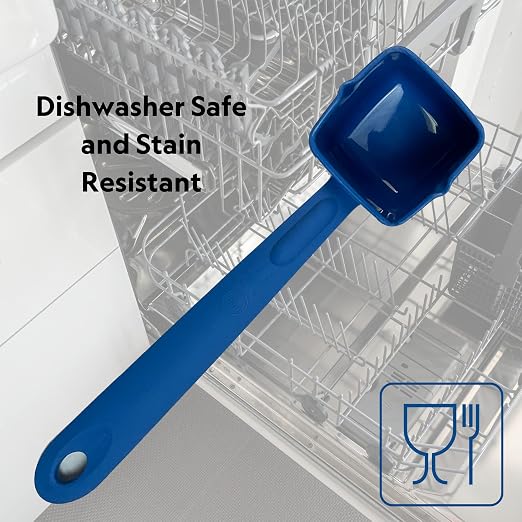 Rite-Size 8 oz. Solid Square Server Portion Utensil, Copolymer Plastic Heat Resistant Professional Cooking Tool, Blue