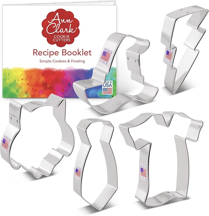 Ann Clark Witchcraft and Wizardry Cookie Cutters 5-Pc. Set (Owl, Lightning Bolt, Witch's Hat, Robe, and Scarf) Made in USA