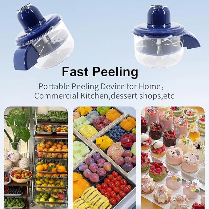 Automatic Electric Peeler for Garlic &Small Fruit, Portable Rechargeable Electric Grapes Peeling Machine for Home,Outdoor Picnic,Commercial Kitchen (Blue)
