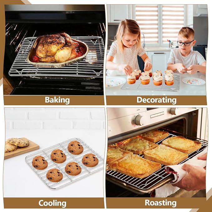 Set of 4 Baking Cooling Rack, Stainless Steel Baking Racks