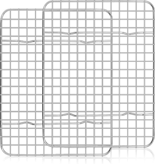Homikit 12x9 Inch Stainless Steel Cooling Rack Set for Quarter Sheet Pan | 2 Pack Small Baking Racks for Cookie Bread Pizza, Toaster Oven Bacon Racks, Metal Grilling Grids, Rust Free, Dishwasher Safe