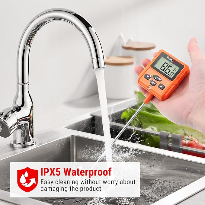 TempPro TP511 Digital Candy Thermometer with Pot Clip, Programmable Instant Read Food Meat Thermometer with 10'' Long Probe for Baking Grilling Oil Deep Fry Fathers Day Gift (Previously ThermoPro)