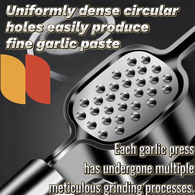 Stainless Steel Garlic Press & Ginger Crusher with Peeler Tube - Heavy Duty Metal Mincer for Garlic, Ginger, Nuts - Dishwasher Safe, Includes Cleaning Brush & Silicone Peeler