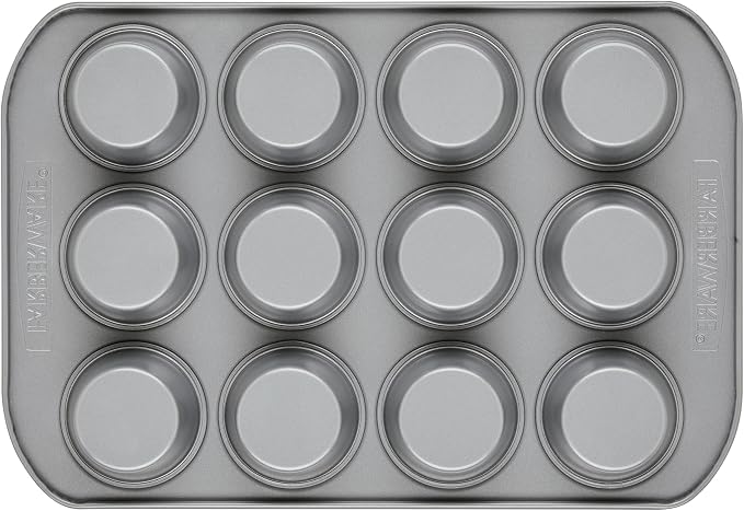 Farberware Bakeware Nonstick Muffin Pan, 12-Cup, Cupcake Baking Pan, Gray