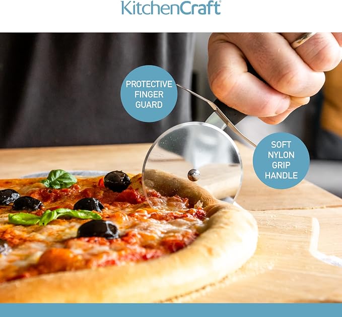 KitchenCraft KCPIZZA Pizza Cutter Wheel with Nylon Handle, Stainless Steel, 20 cm