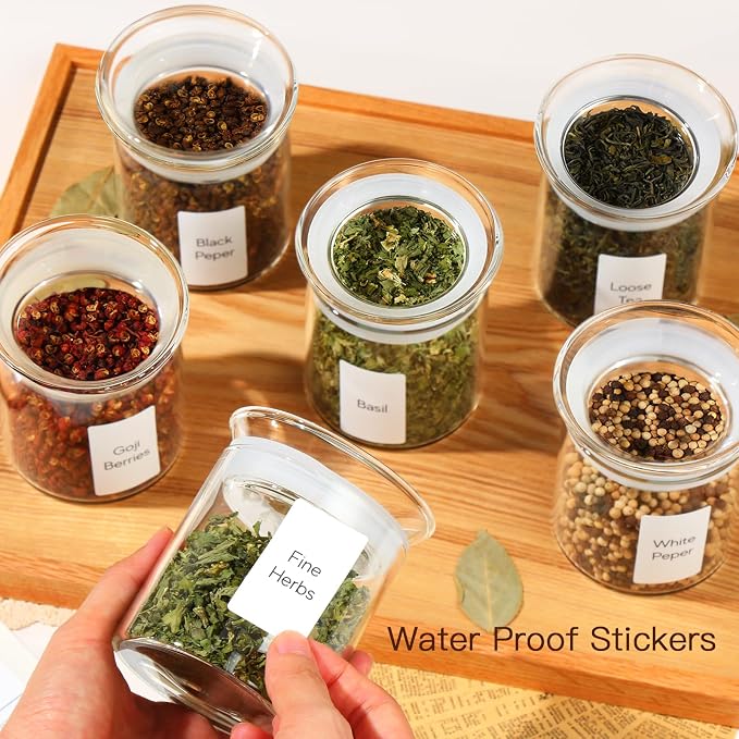 ZENS 10oz Glass Jars with Airtight Lid, 4 Pack Glass Kitchen Canisters Set for Spice, Loose Tea, Small Clear Glass Storage Jars with Labels for Herbs, Sugar | Borosilicate Clear Glass Canisters Set for Spice, Small Tea Jars for loose Tea with Labels fo...