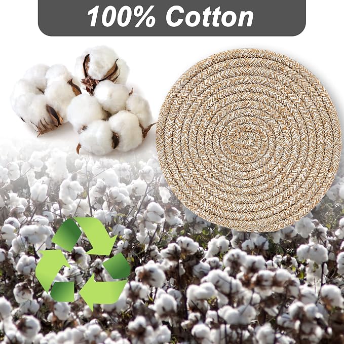 Pot Holders Trivets Set 4 Pcs, Potholders for Kitchens, 100% Pure Cotton Thread Weave Trivets for Hot Dishes/Pot/Bowl/Teapot/Hot Pot Holders, 7.9 Inches
