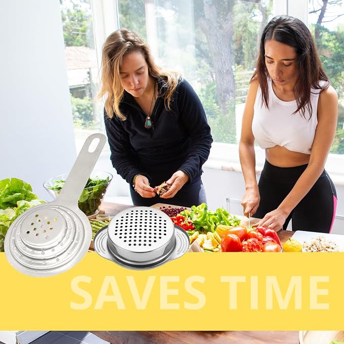 Pack of 2 Universal Can Colanders – Multipurpose Food Grade Colander with Handle for Large and Small Cans Vegetable Fruit Tuna Fish Strainer Small Strainer Set Stainless Steel