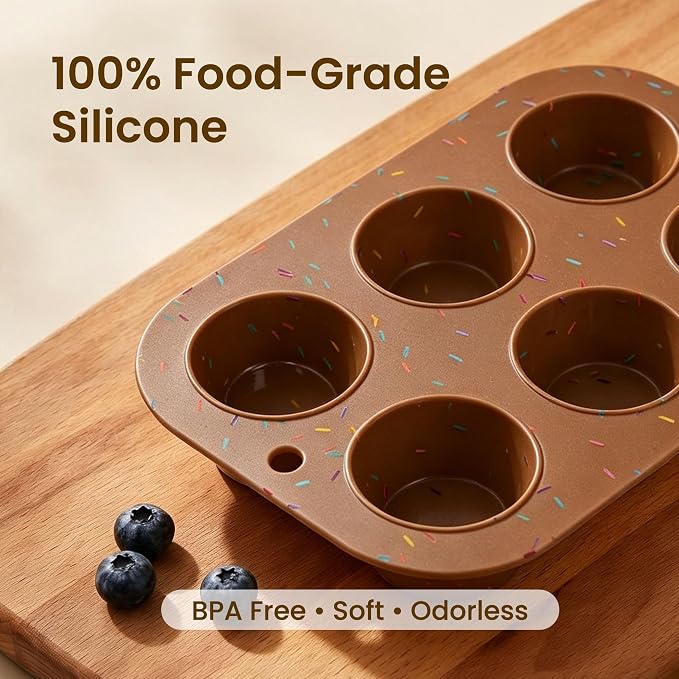4 Pack Silicone Muffin Pan for Baking, Regular Size Nonstick Cupcake Pan, 6-Cup Silicone Muffin Tin BPA Free Dishwasher Safe, Great for Muffin Cupcake Brownie Egg Tart