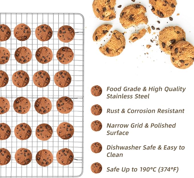 Pleafind 3 PCS Silver Stackable Cooling Rack -16 x 10 Inch Wire Rack, Heavy Duty Stainless Steel Baking Racks, Cooling Racks for Cooking and Baking Cookie Pizza Cake, Oven and Dishwasher Safe