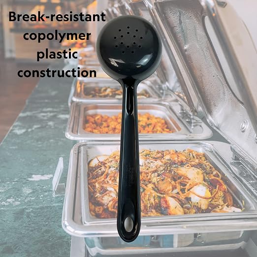 Rite-Size Rite-Size 6 oz. Perforated Round Circle Server Portion Utensil, Copolymer Plastic Heat Resistant Professional Cooking Tool, Black