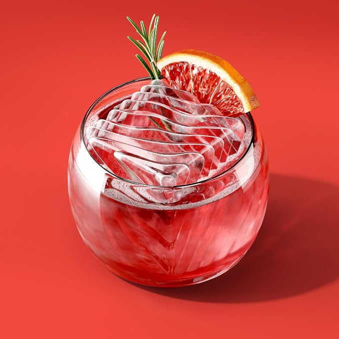 ZOKU Set of 2 Silicone Ice Molds, Luxe, Large Wavy & Faceted Cube Forms for Craft Cocktails, Keeps Drinks Colder Longer with Less Dilution, Easy-Release, BPA-Free