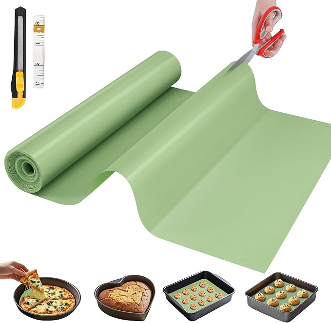 GTJ Silicone Baking Mat Roll, Reusable Baking Sheet Liners, 12 in x 6 ft | Free Cut to Size, Food-Grade, Non-Stick, Non-Slip, For Dough, Pastry, Air Fryer, Freeze Dryer, Oven Pan, Kitchen Counter