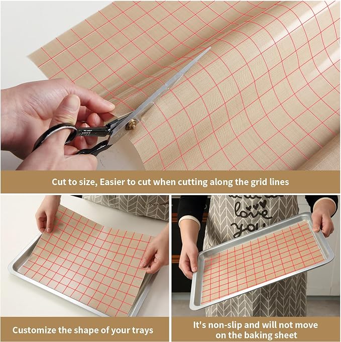 Silicone Baking Mat Roll 12IN*5FT Free Cutting, Non-Slip Pastry Mat, Non-Stick Reusable Air Fryer Liner, Oven Liners, Counter Mat, Freeze Dryer Mat, Easily Cut to Size Fit All Ovens Pans Tins Dishes