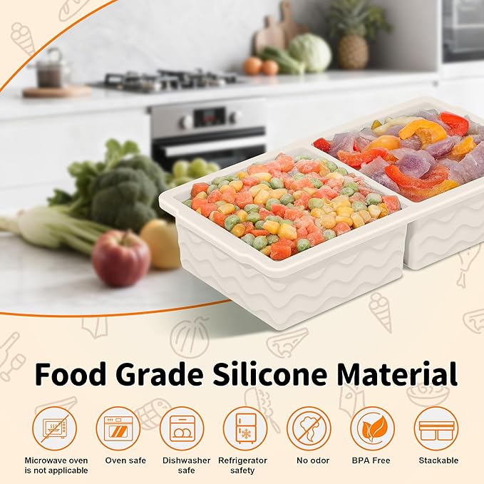 3-Pack Silicone Freezer Trays with Lid,2 Large 2-Cup(500ml)&4 Medium 1-Cup(250ml)&6 Small 1/2-Cup(125ml) Soup Freezer Container Molds,Ice Cube Tray For Meal Prep&Freezing Soup,Stews,Sauces