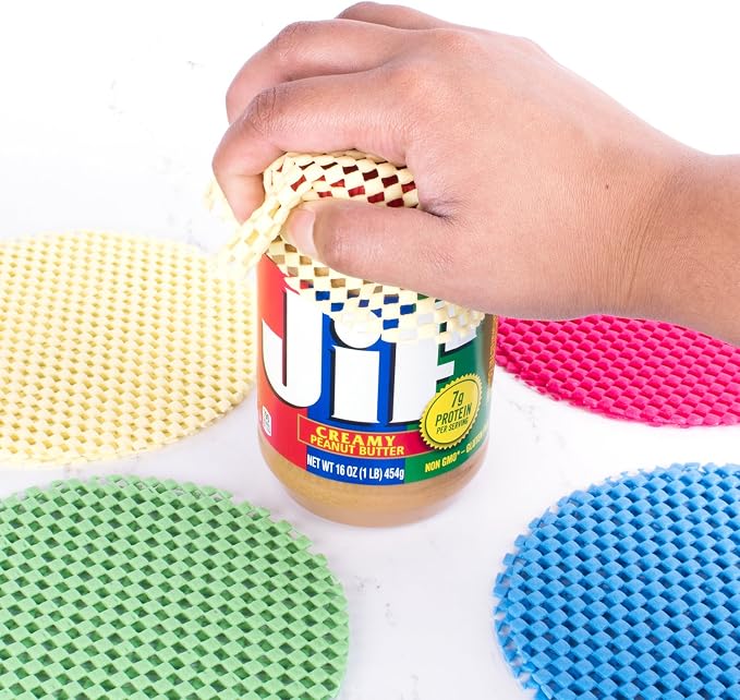 Super Z Outlet 12 Pack Multi-Purpose Manual Jar Gripper Pad Rounds, Bottle Openers, Blue/Green/Red/Yellow