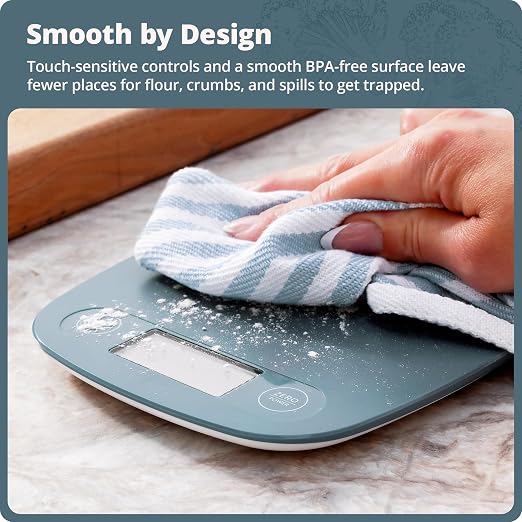 Greater Goods Food Scale – Digital Kitchen Scale, 1g Precision, Easy-Tare & Quick Conversion, Slim Compact Design, Durable & Portable | Ideal for Cooking, Baking & Meal Prep (Stone Blue)