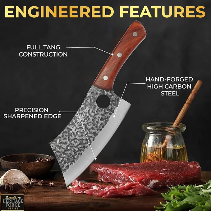 Hand-Forged Professional Butcher Knife (2 PC SET SERBIAN AND CHEF)