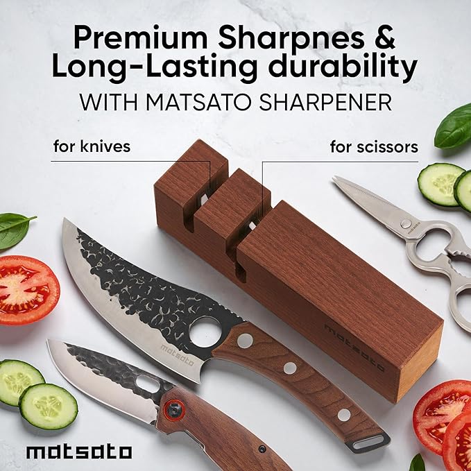 Matsato Knife Sharpener – Chef & Pocket Knife Sharpener, Knives Blade Sharpening, Kitchen Gift for Men & Women, Afilador de Cuchillos, 7.09" x 1.97"