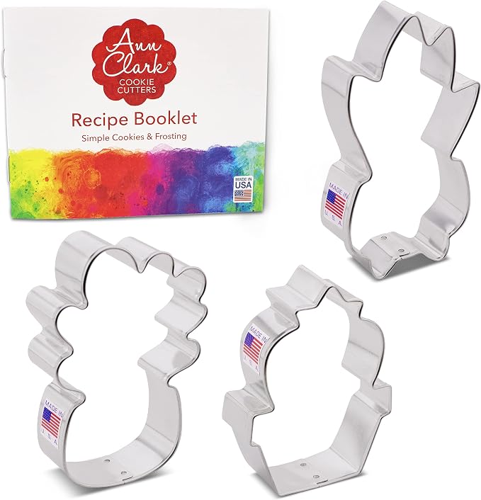 Ann Clark 3-Pc. Houseplant Cookie Cutter Set, Made in USA, Fiddle Leaf Fig, Snake Plant, Prickly Pear Cactus