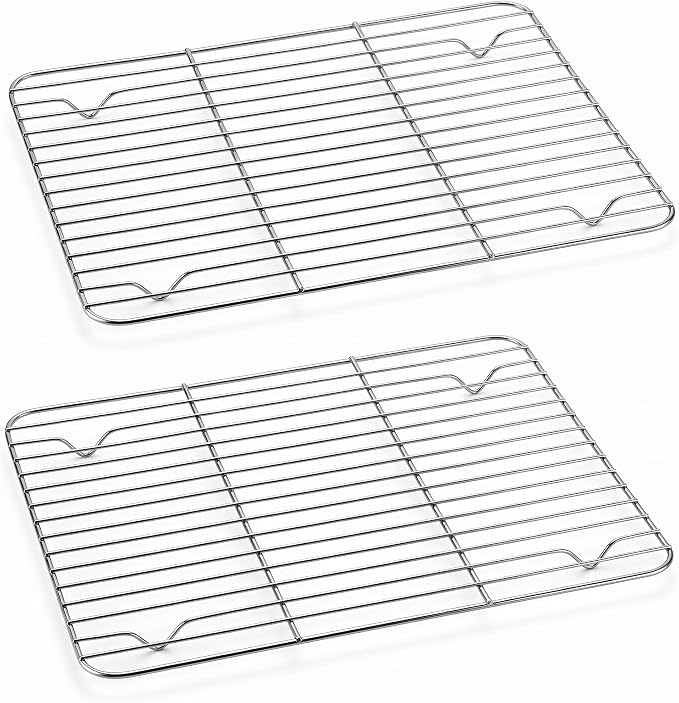 Herogo Baking Cooling Rack Set of 2, 11.6” x 9” Wire Racks for Cooking | Stainless Steel, Oven & Dishwasher Safe, Kitchen Bakeware Baking Rack, for Cooking Roasting Grilling
