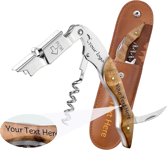 Fanery Sue Personalized Wine Opener - Custom Engraved Professional Corkscrews for Wine Bottles w/Foil Cutter and Cap Remover - Manual Wine Key