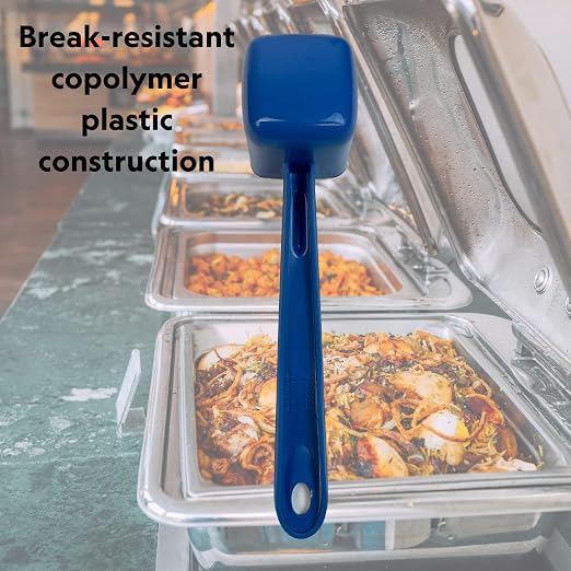 Rite-Size 8 oz. Solid Square Server Portion Utensil, Copolymer Plastic Heat Resistant Professional Cooking Tool, Blue