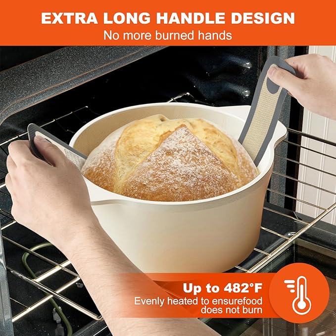 PLAPITATE Silicone Bread Sling for Dutch Oven Liners, Non Stick 2 PCS, Easy Clean Reusable Silicone Bread Baking Mat with Long Handles, Easy to Transfer Sourdough Bread, Round