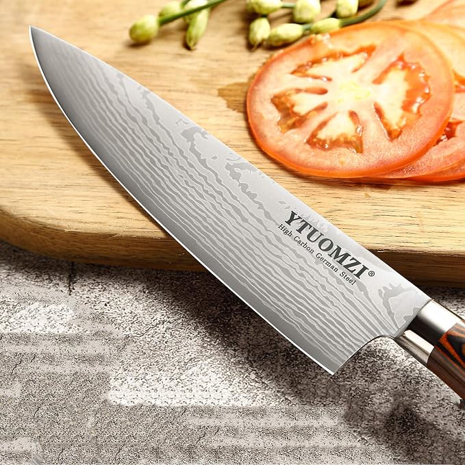 Razor-Sharp Chef Knife, 8-inch High Carbon Stainless Steel Chef's Knife for Home Kitchen & Restaurant, 8" Chef Kitchen Knife with Sheath & Gift Box, Ergonomic Handle