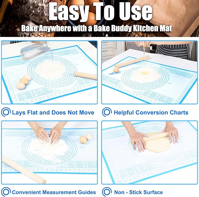 Silicone Pastry Mat 36X24 inch Baking mat Perfect for Dough, Pastry, Pie Crust, Fondant, Cookies, Bread, Pasta/Pizza,Pastry Board, Kitchen Counter Mat