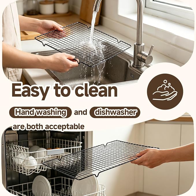 Bread Cooling Rack Sourdough, Sourdough Cooling Rack Stainless Steel, 2 PCS | Bread Cooling Rack, Heavy Duty Cooling Grids, Raised Feet for Heat Dissipation, Easy to Clean, Sturdy and Long-Lasting