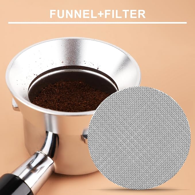 54mm12 Magnetic Dosing Funnel, Espresso Dosing Funnel Aluminum Magnetic Portafilter Funnel with 2 Mesh Filter Coffee Dosing Ring for Kitchen Coffee Shop