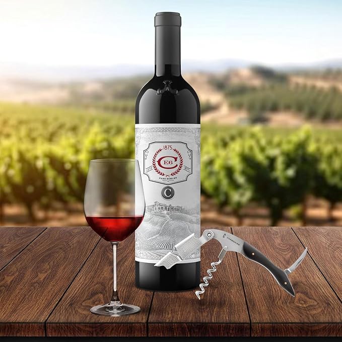 Professional Waiter's Corkscrew Wine-Bottle-Opener (The ultimate wine key for bartenders, servers, sommeliers, connoisseurs, enologists, and all wine enthusiasts) (Ebony)