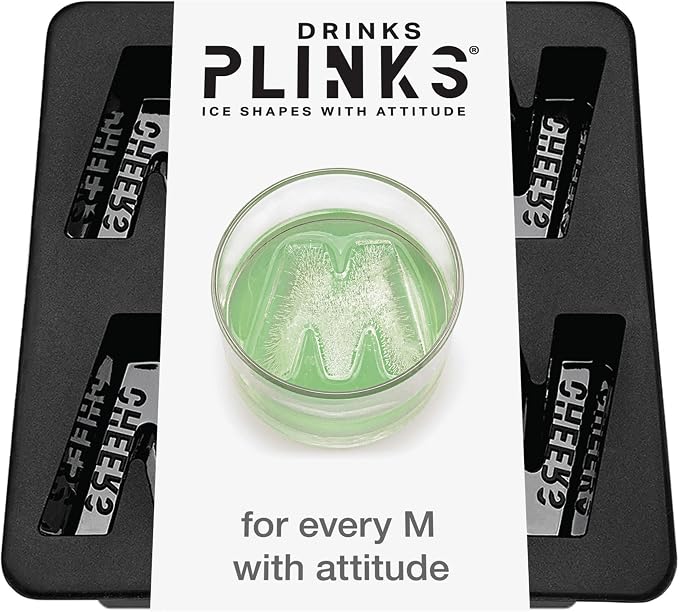 DRINKSPLINKS Custom Letter M Ice Cube Molds. Monogram Ice Cube Mold with Initials. Large Monogrammed Silicone Trays for Bourbon, Whiskey and Cocktails. Fun, Customized Gifts for Men and Women.