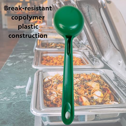 Cook's Rite-Size 4 oz. Solid Round Circle Server Portion Utensil, Copolymer Plastic Heat Resistant Professional Cooking Tool, Green