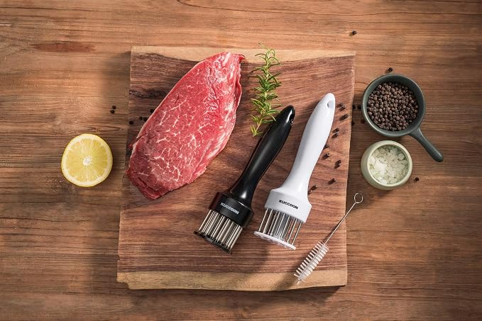 Meat Tenderizer Tool (2-Pack) Stainless Steel Needle Ultra Sharp 24 Blade Tenderizer Tool for Tenderizing Beef Chicken Steak Veal Pork