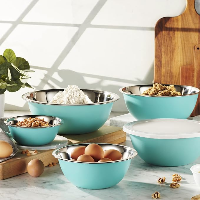 10-Piece Stainless Steel Mixing Bowl Set with Lids for Food Prep & Storage | WHYSKO Mixing Bowls with Lids Set - .75, 1, 1.5, 3 & 5 Quart Kitchen Bowls, Rustproof Metal Nesting Bowls, Dishwasher Safe
