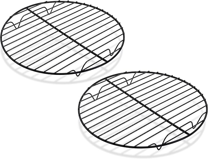 TeamFar Cooling Rack, 9inch Round Baking Wire Rack with Stainless Steel Core & Nonstick Coating, for Roasting Grilling Steaming, Non Toxic & Sturdy, Oven Safe & Anti-melt, Easy Clean – Set of 2