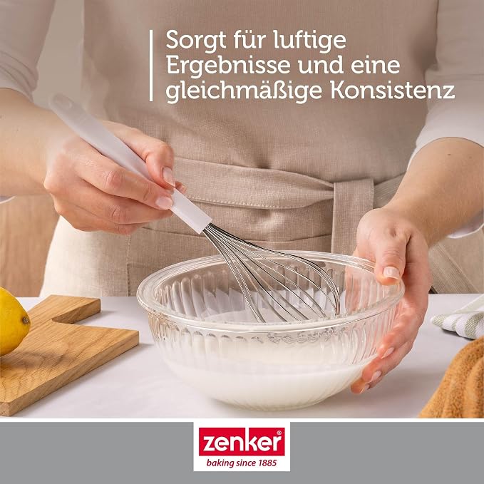 Zenker Pure Elegance Whisk - Made of Stainless Steel, for Mixing and Whipping Dough, Eggs or Cream, Dishwasher Safe, Designed in Germany