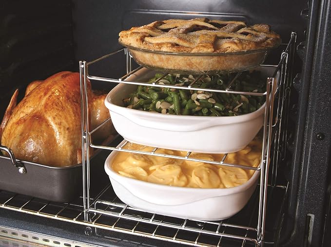 Nifty 3-Tier Oven Rack – Non-Stick, Dishwasher Safe, Use for Cooking Casseroles, Compact Collapsible Kitchen Storage, Chrome-Plated Steel Construction