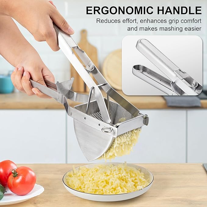 MyLifeUNIT Potato Ricer, Stainless Steel Potato Masher & Squeezer, Extra Large Capacity Ricer for Mashed Potatoes, Ergonomic Comfort Grip