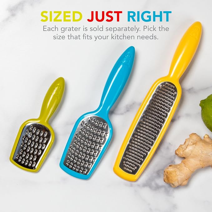 Joie Mini Grater, Handheld Small Shredder with Ergonomic Handle, Ideal for Cheese, Garlic and Vegetables, Stainless Steel, BPA-Free, Multipurpose Kitchen Tool, Colors May Vary