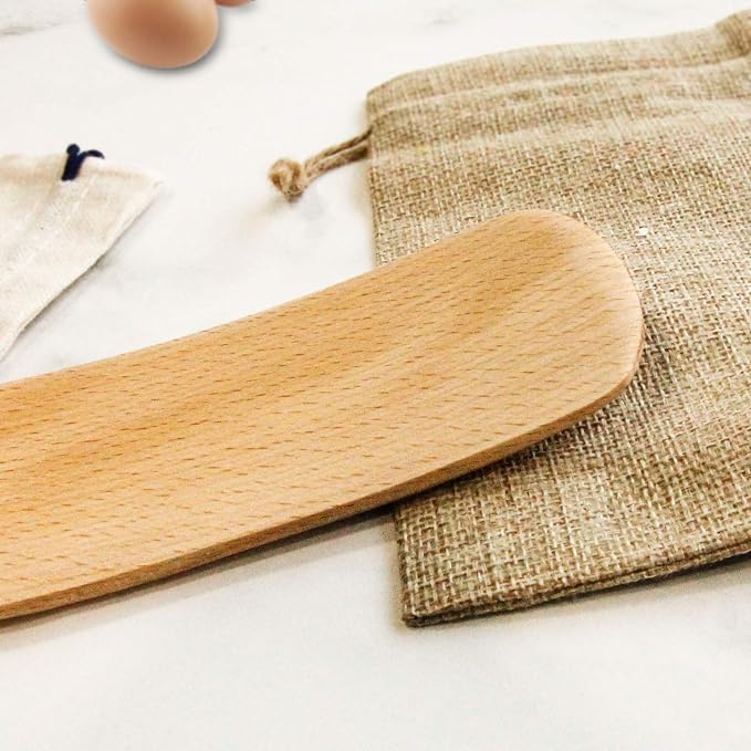 Wooden spurtles set 4pcs of Cooking Utensils,Natural beech Spatulas for cooking, wood spoon for cooking,Slotted Spurtles kitchen tools for Stirring, Mixing
