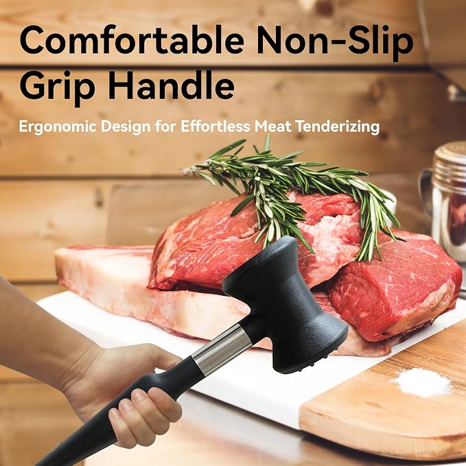 Meat Tenderizer Mallet, Meat Hammer Tenderizer, Kitchen Meat Mallet for Chicken, Veal Cutlets, Ground Beef & Steak, Kitchen Essentials Meat Tenderizer Tool, Meat Pounder Flattener with Non-Slip Grip