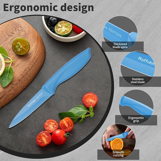 Paring Knife Set, 4PCS Stainless Steel Paring Knife Set, Ultra Sharp Fruit and Vegetable Knives, 3.5-Inch Kitchen Knives, Razor-Sharp Knife,Ergonomic Handle Design,Blue.